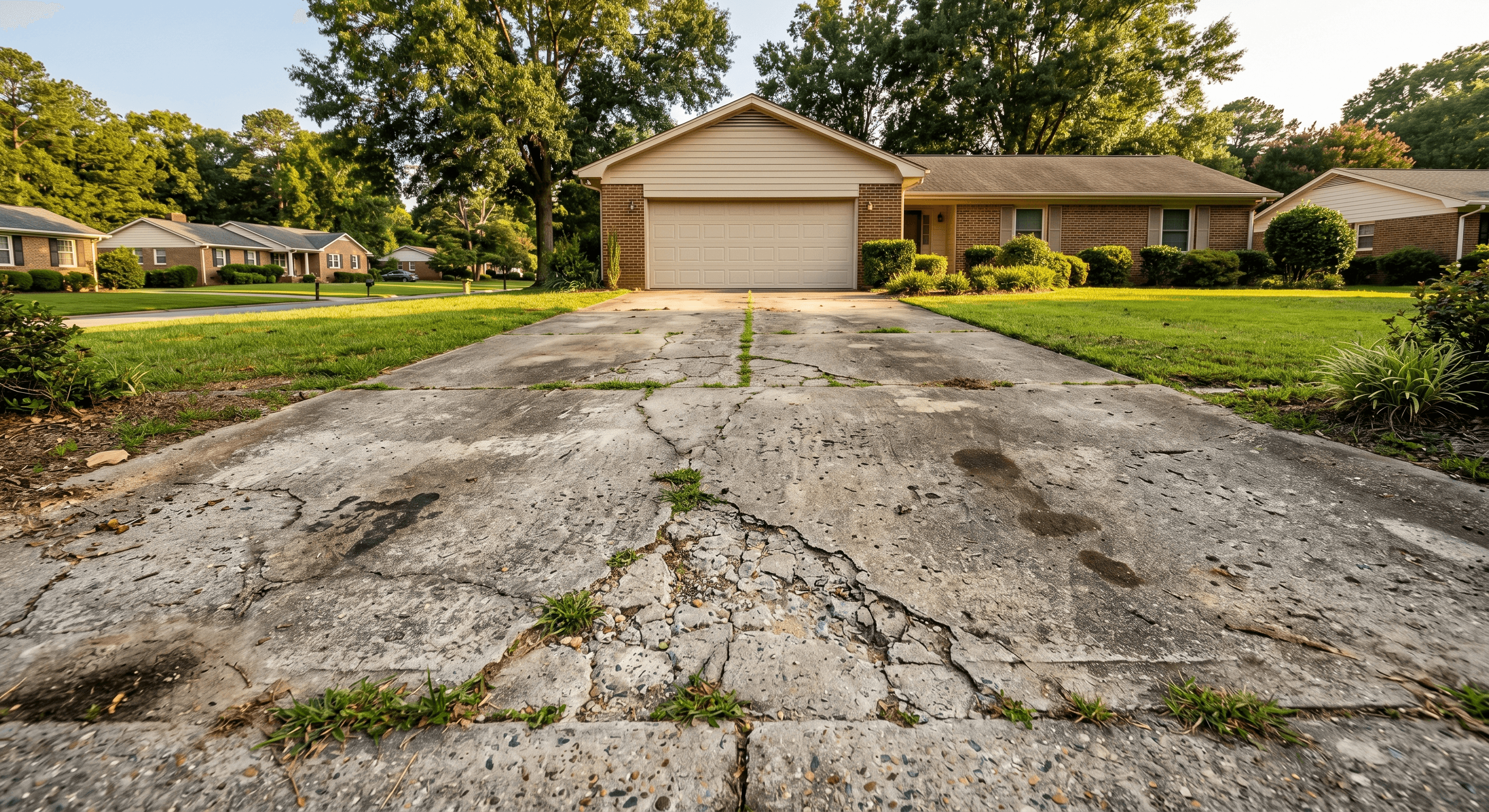 Rochester before Cracked Driveway Repair
